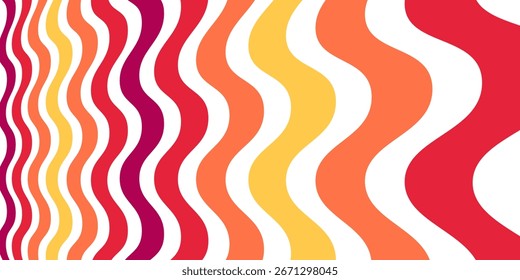 Seamless Wavy Stripe Pattern in Vibrant Colors. Dynamic shapes composition eps 10.