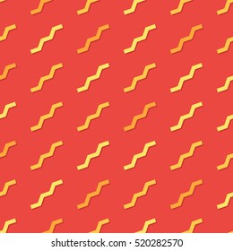 Seamless wavy stripes abstract geometric pattern. Red background with yellow zig-zag repeating texture. Vector illustration in trendy flat style for printing, website background and fabric design