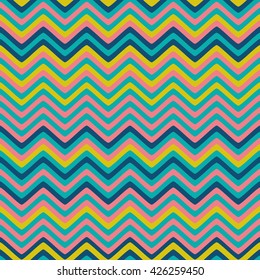 Seamless wavy stripes background with stripes of fresh colors. Vector repeating texture.