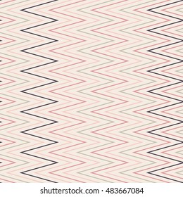 Seamless wavy stripes pattern with beige background. Vector repeating texture.