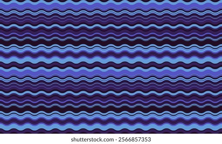 Seamless wavy stripes pattern in shades of blue and purple. Perfect for textile prints, website backgrounds, or any design project needing a stylish and calming backdrop.