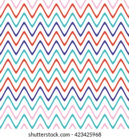 Seamless wavy stripes pattern with white background. Vector repeating texture.