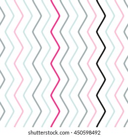 Seamless wavy stripes pattern with white background. Vector repeating texture.