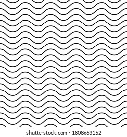 Seamless wavy texture. Background with black lines. Transition of waves of different thickness. Vector illustration