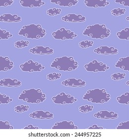Seamless weather pattern with lightning in clouds