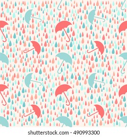 seamless weather rainy day with umbrella pattern