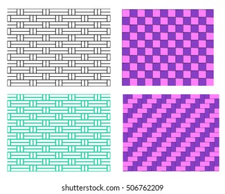 Seamless weave pattern in flat and line style