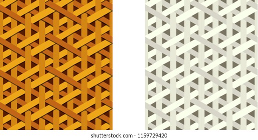 Seamless weave rattan pattern, flat vector art
