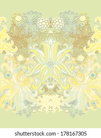 Seamless weaved border pattern with sea anemones, algae