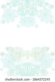 Seamless weaved border pattern with sea anemones, algae, on white background