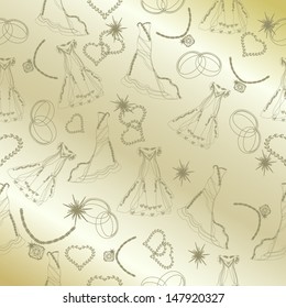 seamless wedding accessories gold Background 