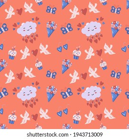 Seamless wedding Pattern Vector for banner, poster, flyer