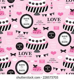 Seamless wedding save the date marriage illustration engagement background pattern in vector