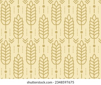 Seamless wheat cereals pattern - wheat based products decoration for flour or bread packaging. Geometric Spikes in thin line