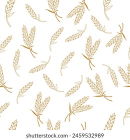 seamless wheat pattern agriculture outline vector illustration