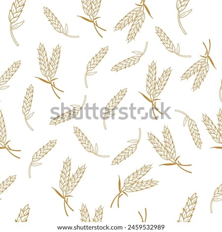 seamless wheat pattern agriculture outline vector illustration