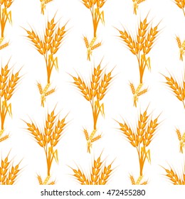 Seamless wheat pattern cereal harvest. Wheat pattern vector illustration nature design rural rye element. Bread food grain wheat pattern nature design seamless pattern agriculture.