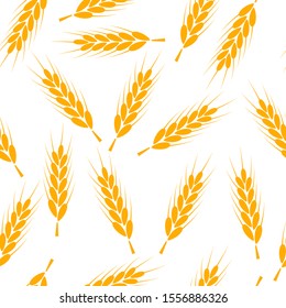 Seamless wheat pattern vector background. Wheat bread harvest cereal illustration.