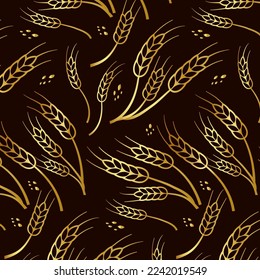 Seamless Wheat Pattern Vector Background. Nature Wallpaper Wheat patern. Illustration. Illustration Seamless Wheat Pattern for texstiles and  wrapping paper.