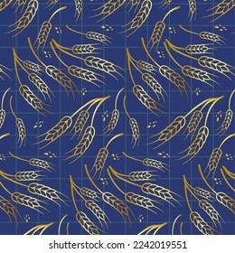 Seamless Wheat Pattern Vector Background. Nature Wallpaper Wheat patern. Illustration. Illustration Seamless Wheat Pattern for texstiles and  wrapping paper.