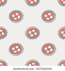 Seamless wheel gear machine pattern industry concept illustration. Mechanism clock texture art silhouette business shape