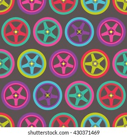 Seamless Wheels pattern colorful, motor car vector