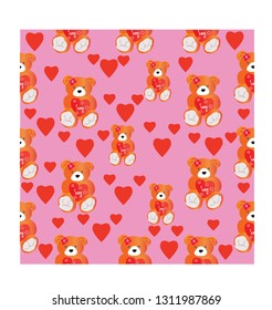 Seamless which is covered with bears and love