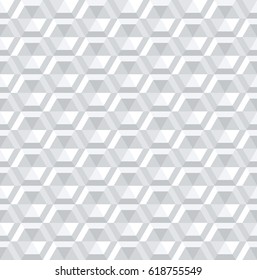 Seamless white 3d pattern. Geometric hexagons texture. Vector art.