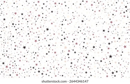 seamless white background adorned with scattered black and pink stars in various sizes. Trendy and modern, perfect for cosmic-themed designs, prints, or digital use.