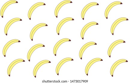 Seamless white background with bananas. Vector illustration design for greeting card or template.