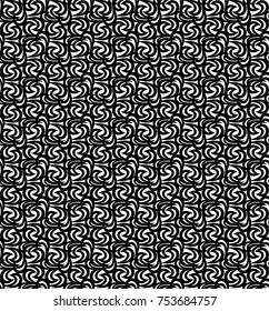 Seamless white background with black geometric pattern. Ideal for printing on fabric or paper. Vector illustration.