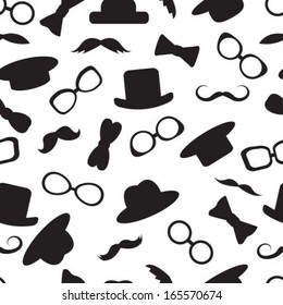 seamless white background with black hipster men's accessories