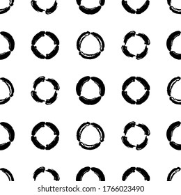 Seamless white background with black ink blots. Vector illustration for web design or print.