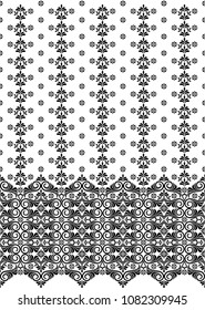 Seamless white background with black pattern in baroque style. Vector retro illustration. Ideal for printing on fabric or paper for wallpapers, textile, wrapping. 