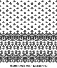 Seamless white background with black pattern in baroque style. Vector retro illustration. Ideal for printing on fabric or paper for wallpapers, textile, wrapping. 