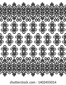Seamless white background with black pattern in baroque style. Vector retro illustration. Ideal for printing on fabric or paper for wallpapers, textile, wrapping. 