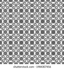 Seamless white background with black pattern in baroque style. Vector retro illustration. Islam, Arabic, Indian, ottoman motifs. Perfect for printing on fabric or paper.