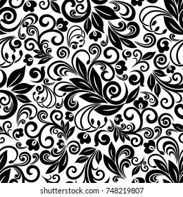 Seamless White Background Black Pattern Baroque Stock Vector (Royalty ...