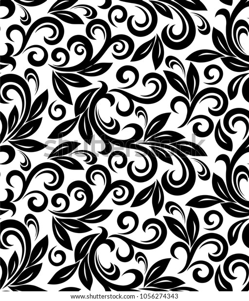 Seamless White Background Black Pattern Baroque Stock Vector (royalty 