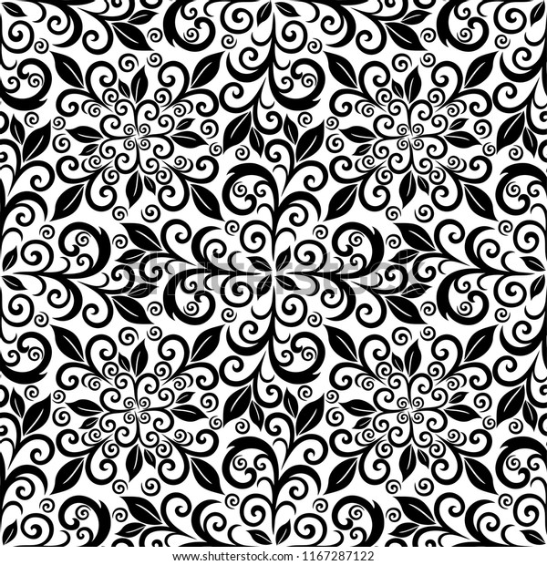 Seamless White Background Black Pattern Baroque Stock Vector (Royalty ...