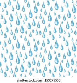 Seamless white background of blue rain drops