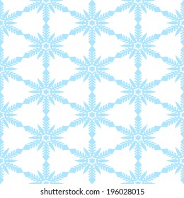 Seamless white background with blue snowflakes pattern