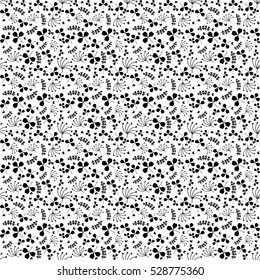 Seamless white background with clover leaves, dill and currant.