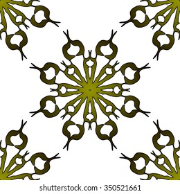 Seamless white background with dark yellow mandala