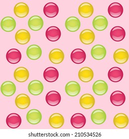 Seamless white background with different colorful candies