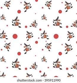 seamless white background with funny deers