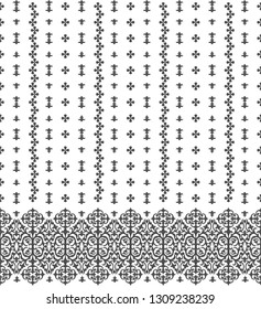 Seamless white background with grey pattern in baroque style. Vector retro illustration. Islam, Arabic, Indian, ottoman motifs. Perfect for printing on fabric or paper.