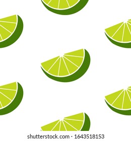 Seamless white background with slices limes. Vector illustration design for greeting card or template.