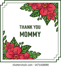 Seamless white background, for text space thank you mommy, with shape pattern of leaf flower frame. Vector