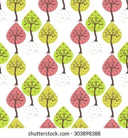 Seamless white background with trees